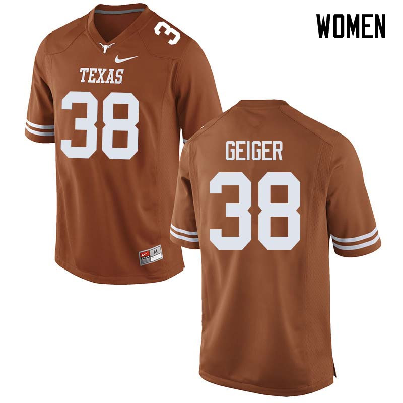 Women #38 Jack Geiger Texas Longhorns College Football Jerseys Sale-Orange